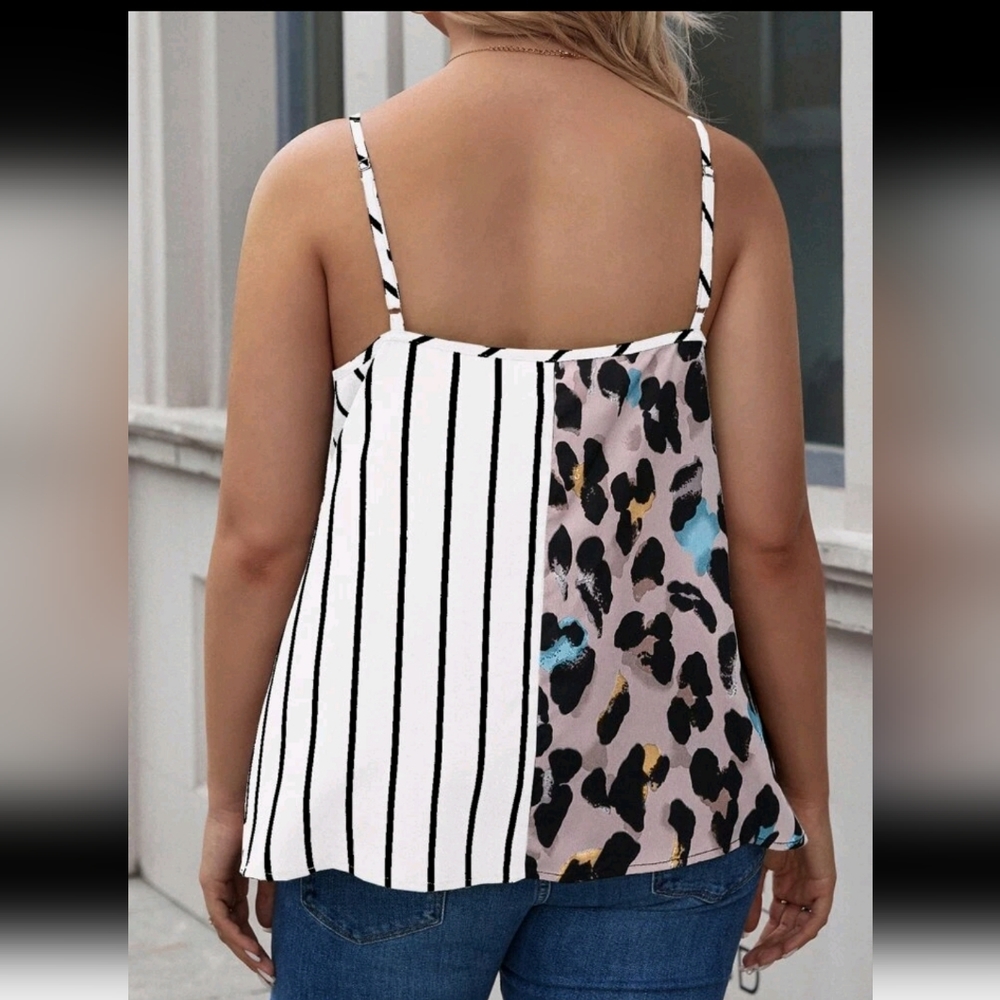 SHEIN Women's Stripped and Leopard Print Cami Top - Picture 3 of 13
